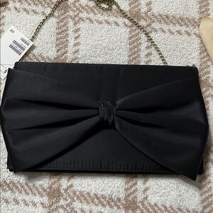 H&M black satin clutch bag